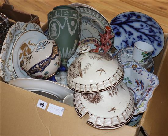 A collection of mixed 19th century and later ceramics